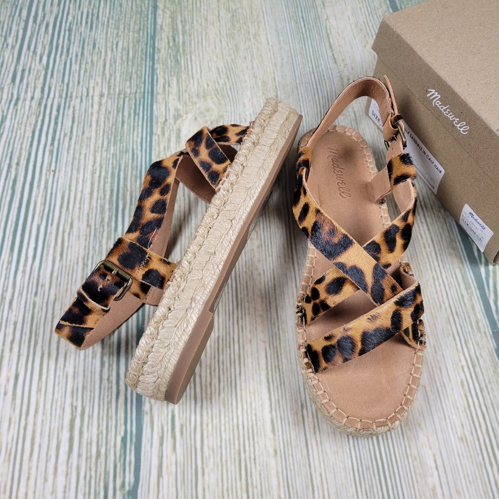 New MADEWELL leopard print calf hair leather espadrille sandal